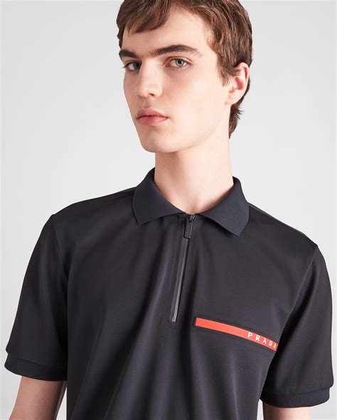 prada black t shirt|Prada polo tee price.